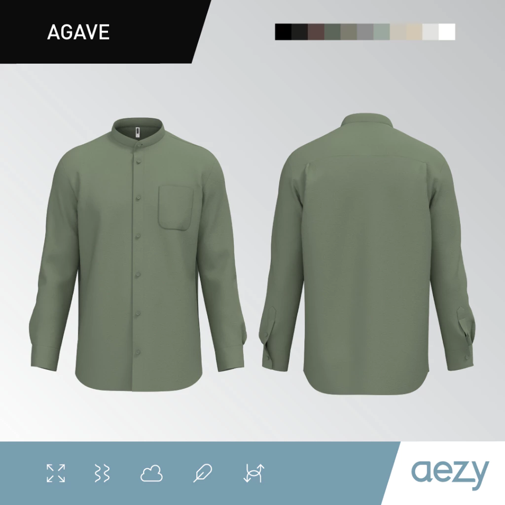 KEMEJA AEZY STAND COLLAR LONG SLEEVE